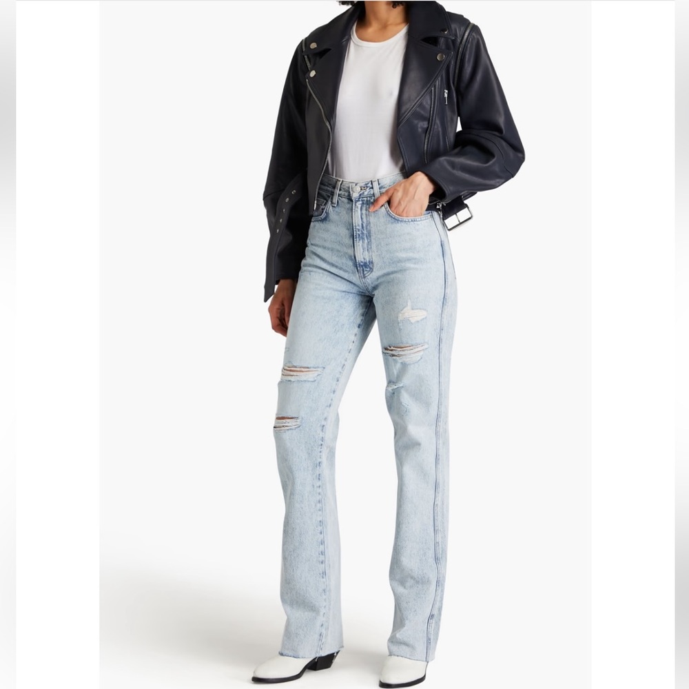 Veronica Beard Dylan full length straight leg Distressed Women Jeans